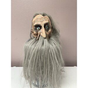 Vtg 1997 PAPER MAGIC Group Halloween MASK Long Gray Hair Old Man Mask Wizard